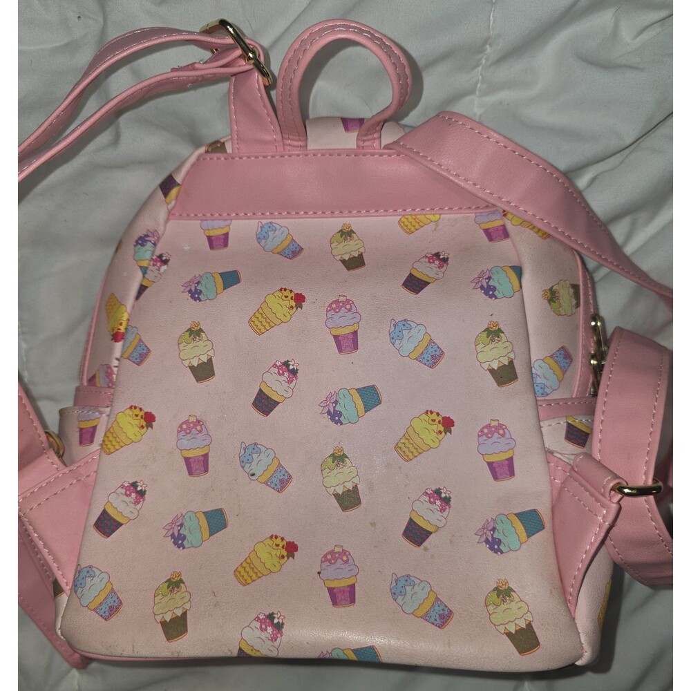 Disney Loungefly Pink Cupcake Ice Cream Mini Backpack bookbag bag tote - Picture 2 of 4